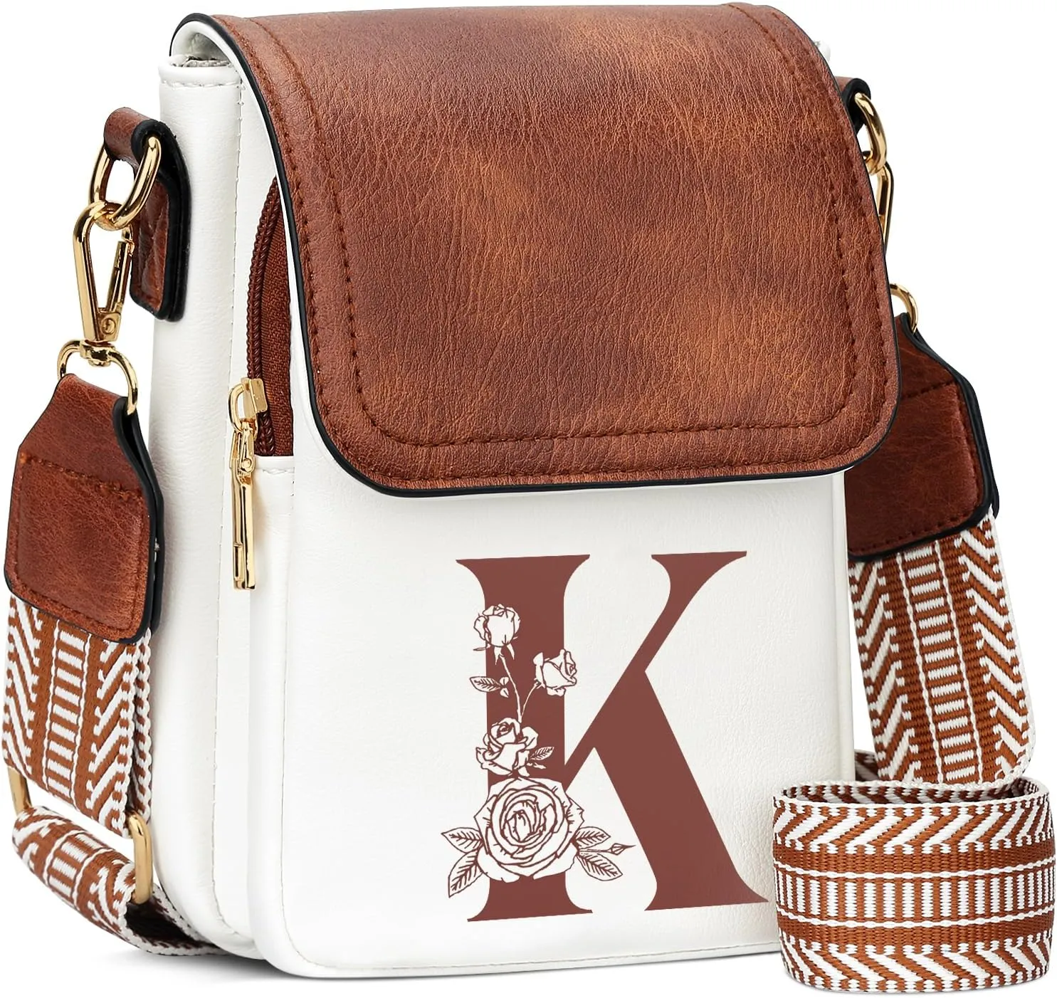 Small Personalized Initial Crossbody Bag for Women Cell Phone Leather Purse Wallet Birthday Gift