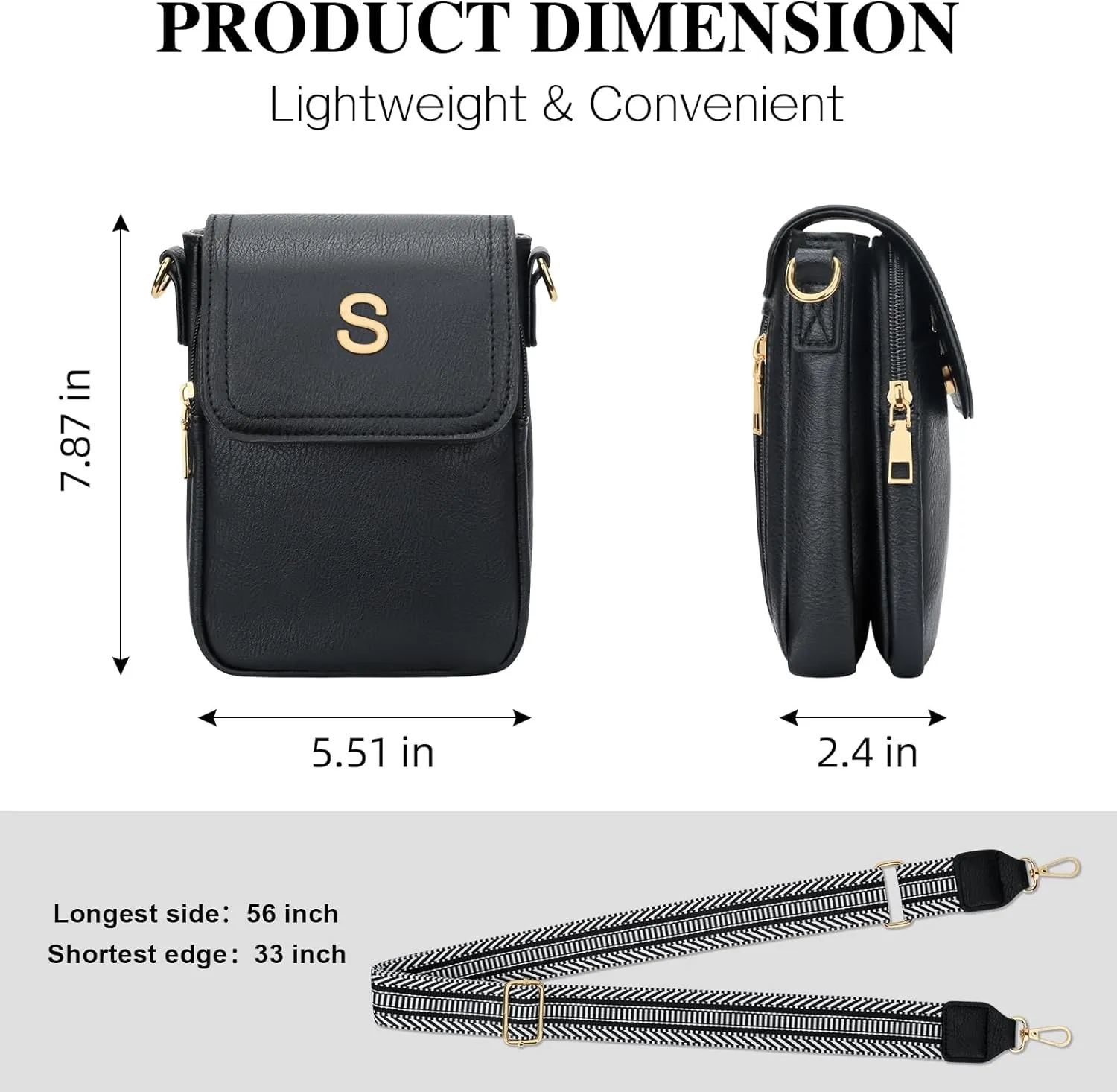 Small Personalized Initial Crossbody Bag for Women Cell Phone Leather Purse Wallet Birthday Gift