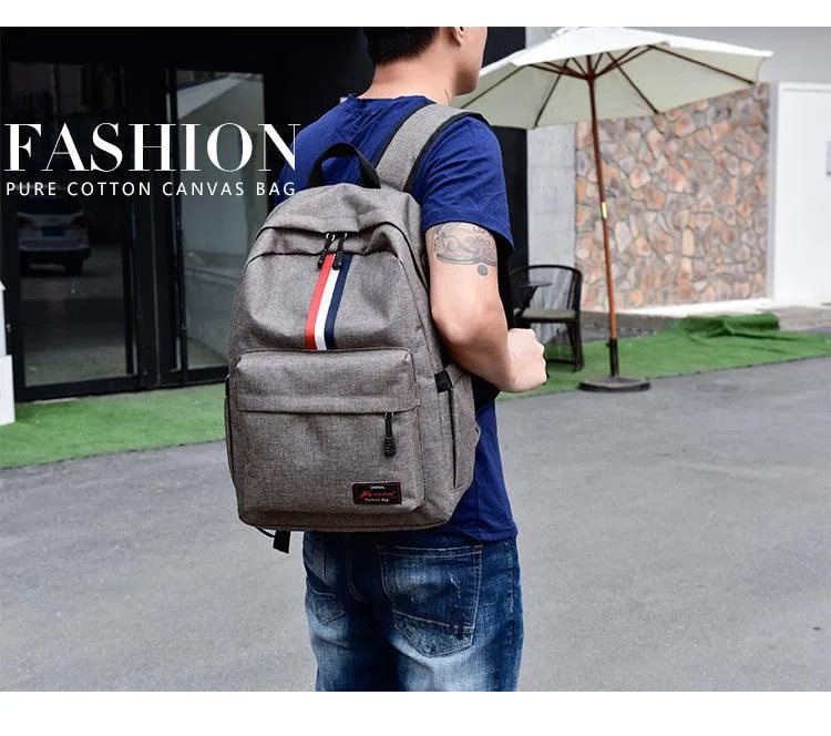 Smart Link Outdoor 3 Coloured Strap Backpack with USB Port Bags-Grey
