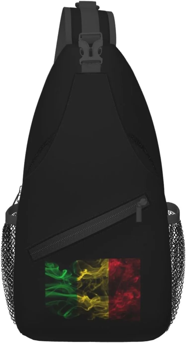 Smoke Style Flag Of Mali Crossbody Bags For Women Men Chest Backpack Gym Shoulder Bag Travel Outdoor Sports Casual Crossbody Bags