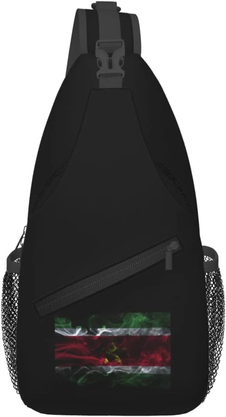 Smoke Style Flag Of Suriname Crossbody Bags For Women Men Chest Backpack Gym Shoulder Bag Travel Outdoor Sports Casual Crossbody Bags