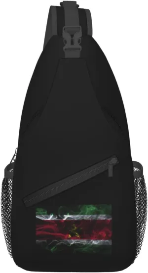 Smoke Style Flag Of Suriname Crossbody Bags For Women Men Chest Backpack Gym Shoulder Bag Travel Outdoor Sports Casual Crossbody Bags