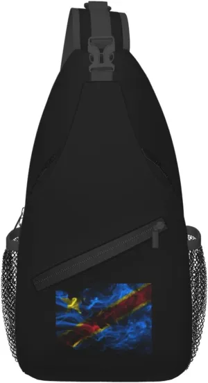 Smoke Style Flag Of The Democratic Republic Of The Congo Crossbody Bags For Women Men Chest Backpack Gym Shoulder Bag Travel Outdoor Sports Casual Crossbody Bags
