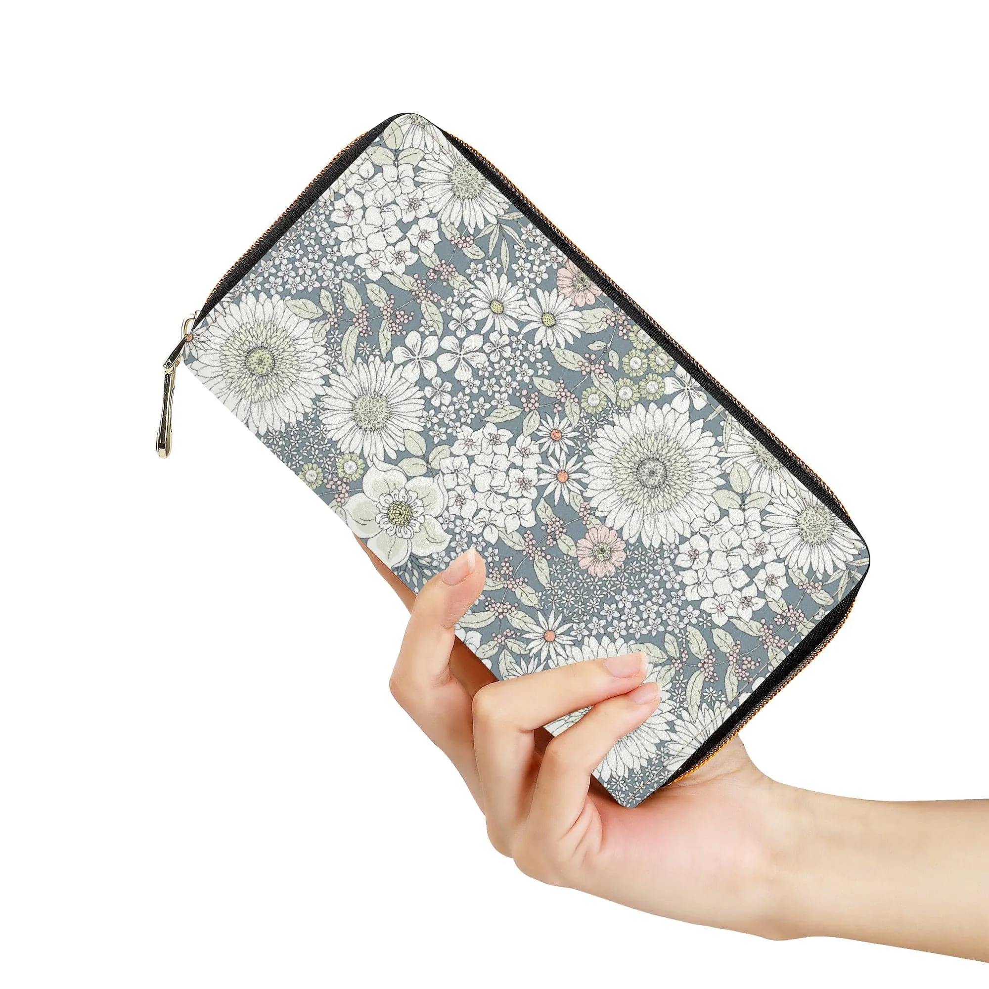 Snowy Field Of Flowers Zip-Around Wallet