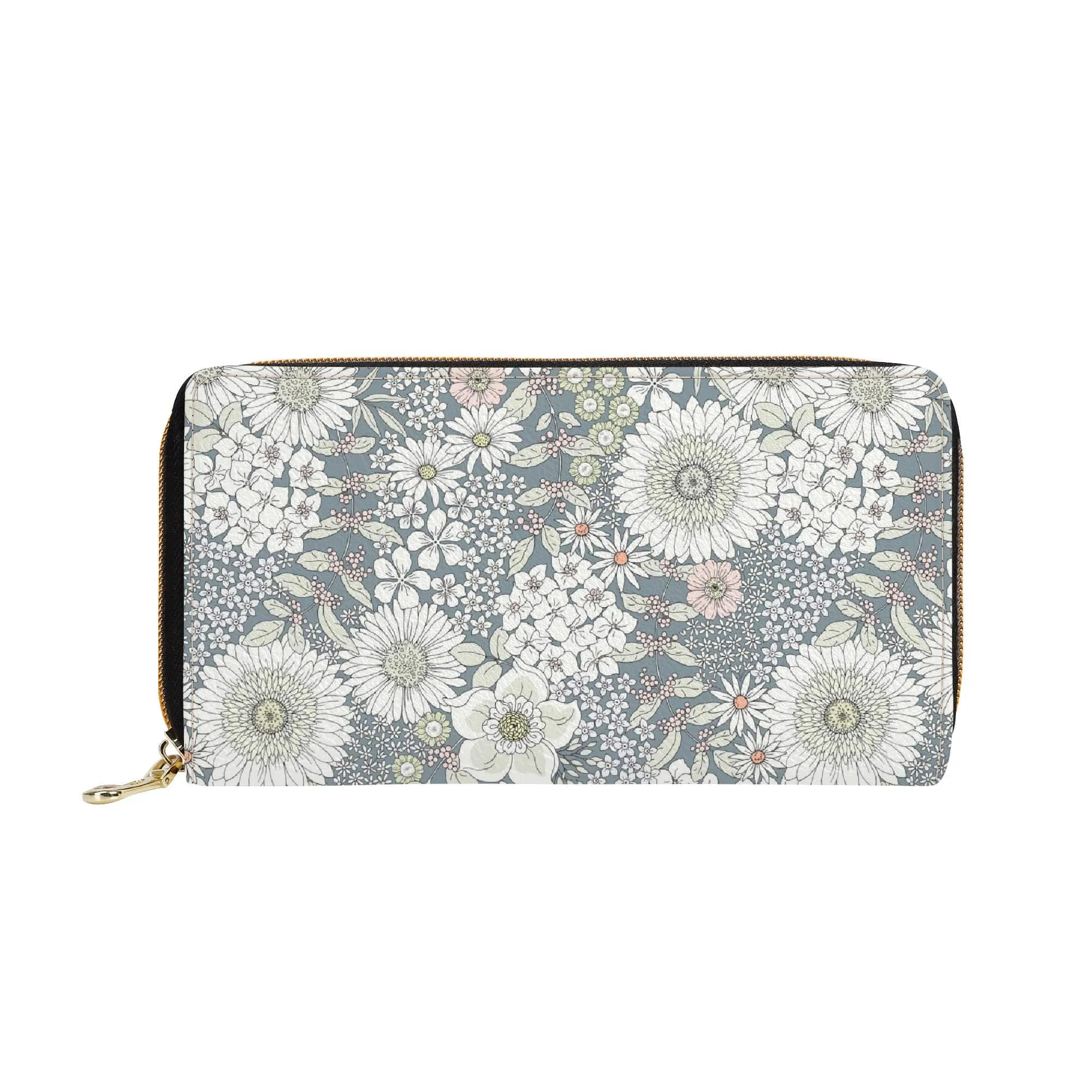 Snowy Field Of Flowers Zip-Around Wallet