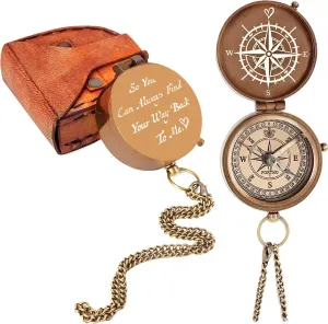So You Can Always Find Way Back to Me Personalized Compass with Carry Pouch| Hiking Compass for Trekking, Camping, Christmas|