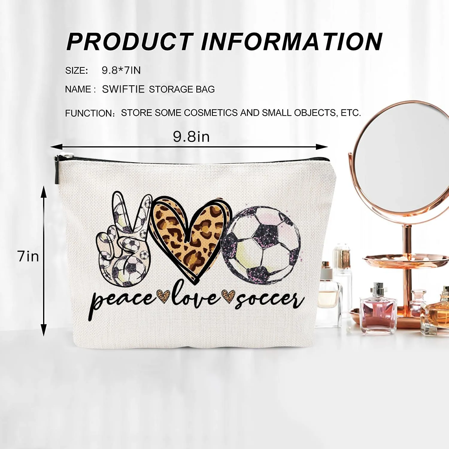 Soccer Gifts Makeup Bag - Inspirational Gift for Soccer Lovers ， Ideal for Mom, Grandma, Sister, Coworker, Friend, BFF | Birthday or Any Occasion ， Women's Gift