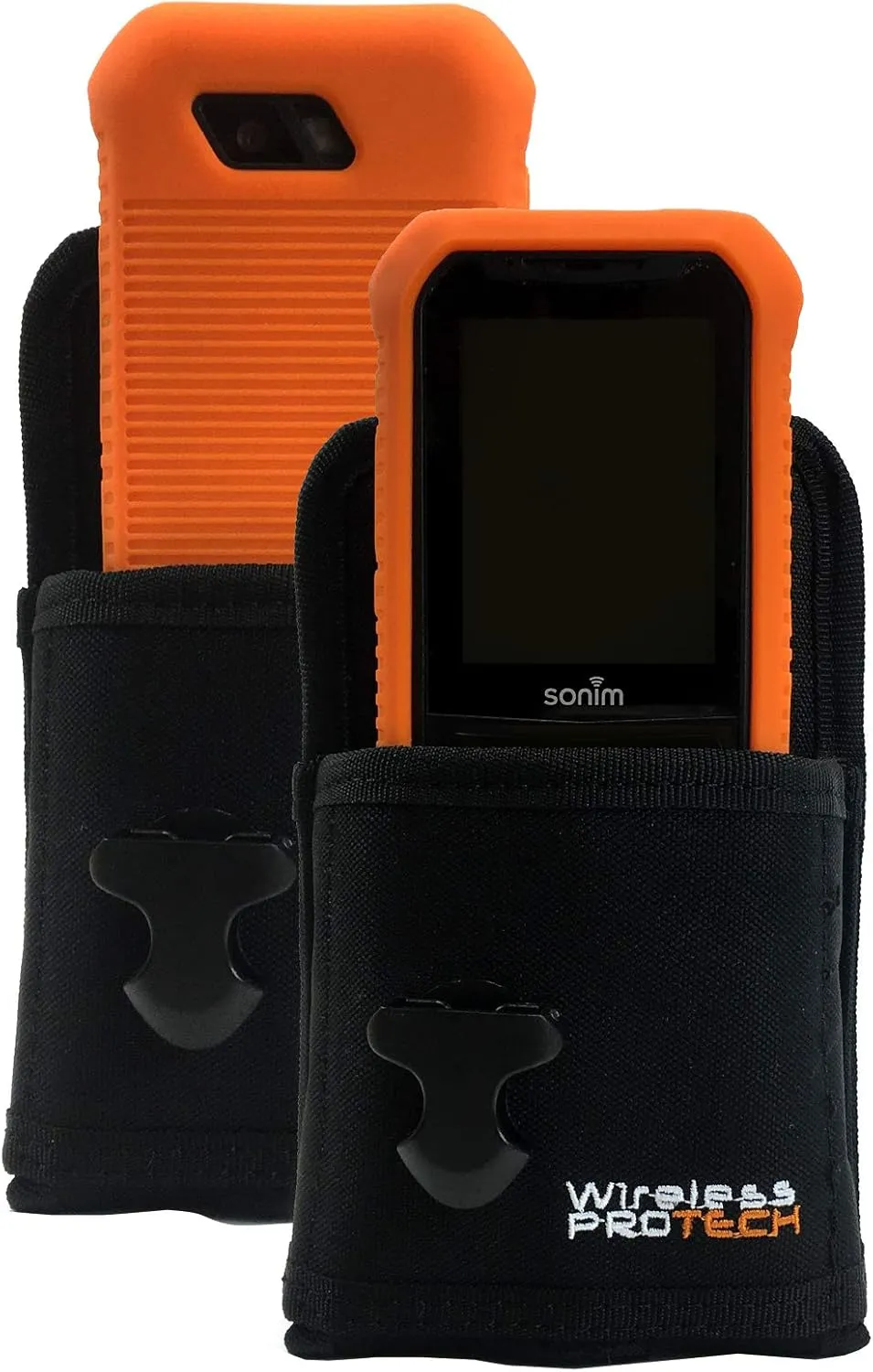 Sonim XP5S Case, Silicone Gel Case for Sonim XP5s XP5800 and Military-Grade Ballistic Nylon Pouch (Orange)