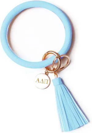 Sorority Shop ADP Bangle Keychain - Alpha Delta Pi Blue Ring Keychain with Engraved Disc