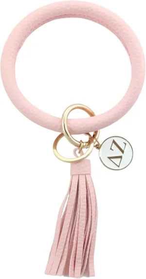 Sorority Shop DZ Bangle Keychain - Delta Zeta Pink Ring Keychain with Engraved Disc