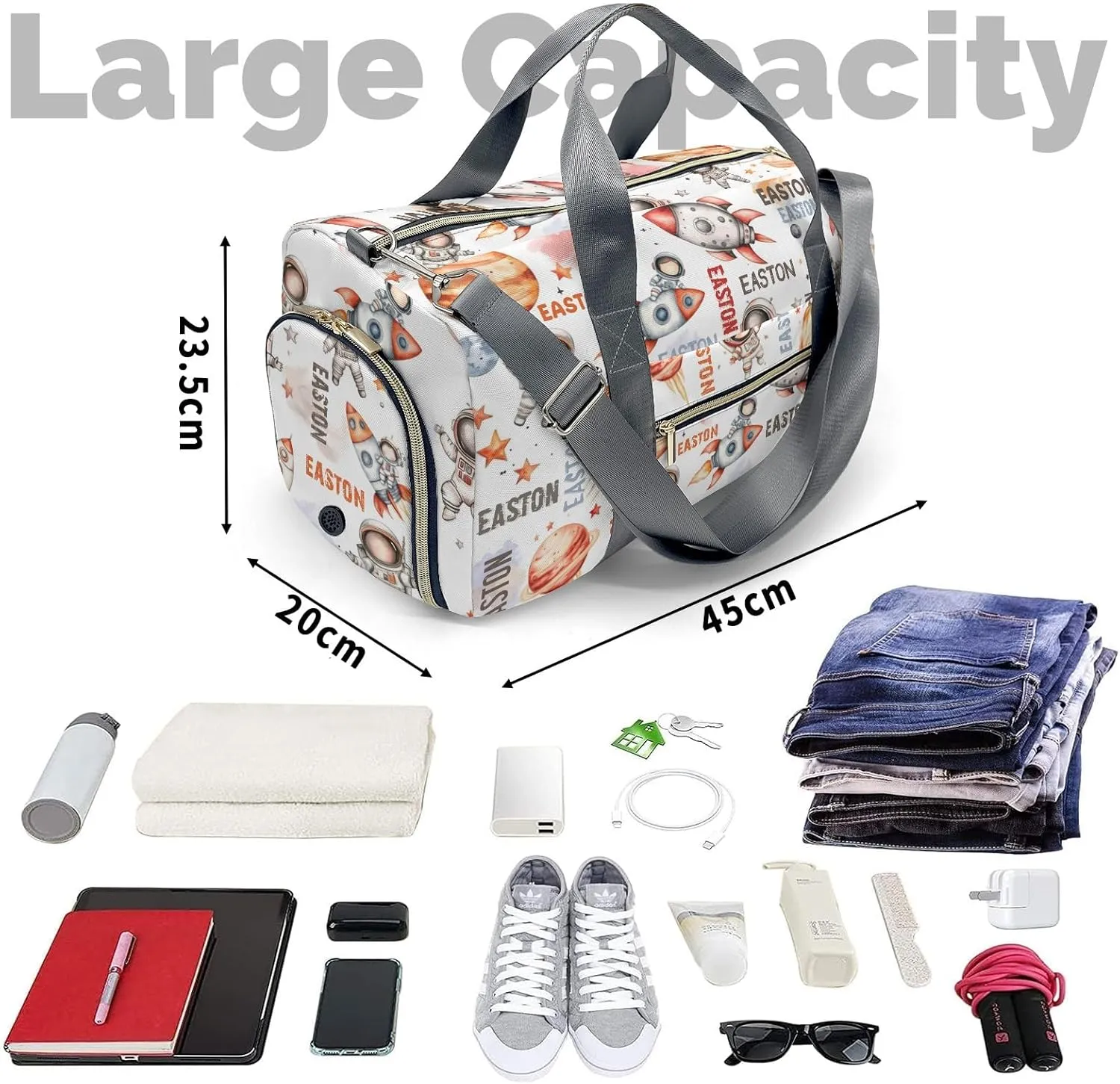 Space Astronaut Duffle Bag for Travel, Carry on Bag Travel Bags Space Exploration Canvas Travel Duffel Bag Overnight Weekend Gym Bag Carry On Luggage Bags