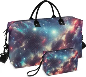 Sparkling Nebula Space Duffel Bags for Traveling Cosmetic Bag Set of 2, Animal Womens Luggage Set of 2 Traveling Bags