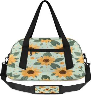 Sport Duffel Bag Cute Sunflowers Print Kids Gym Bag Weekender Overnight Bags for Boys Girls Teens Carry On Workout Travel Bag