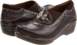Spring Step L'Artiste Burbank Leather Clogs for Women | Designer Hand-Painted Slip-On Shoes | Ladies Casual Platform Clog for Work, Brown Nubuck EU 38 / US 7.5-8