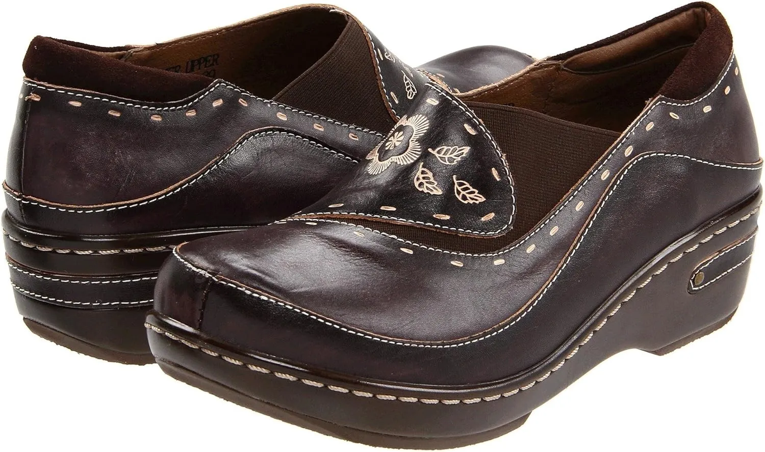 Spring Step L'Artiste Burbank Leather Clogs for Women | Designer Hand-Painted Slip-On Shoes | Ladies Casual Platform Clog for Work, Brown Nubuck EU 38 / US 7.5-8