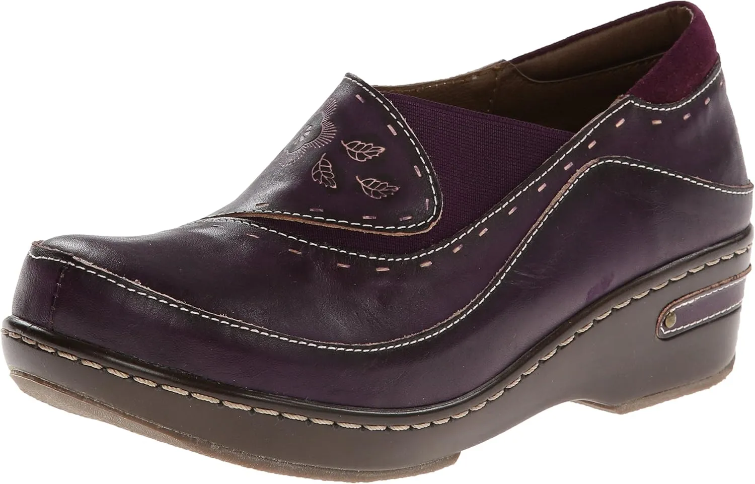 Spring Step L'artiste Burbank Leather Clogs for Women | Designer Hand-Painted Slip-On Shoes | Ladies Casual Platform Clog