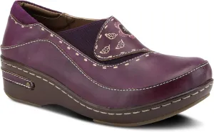 Spring Step L'Artiste Burbank Leather Clogs for Women | Designer Hand-Painted Slip-On Shoes | Ladies Casual Platform Clog