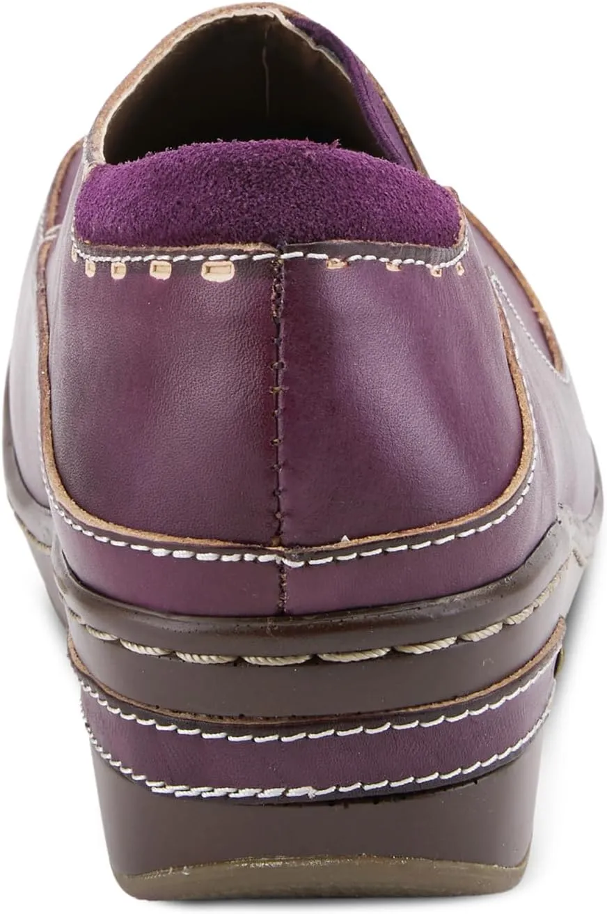 Spring Step L'artiste Burbank Leather Clogs for Women | Designer Hand-Painted Slip-On Shoes | Ladies Casual Platform Clog