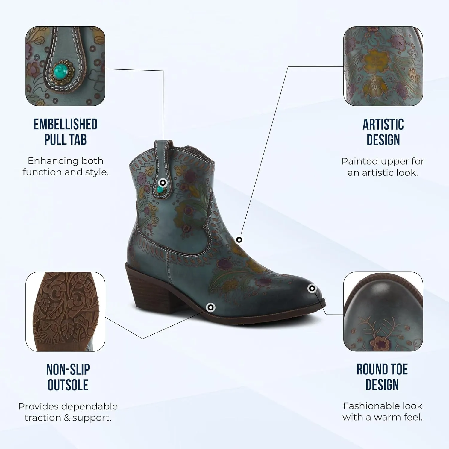 Spring Step L'Artiste Galop Boot for Womens - Ankle Boots with Inside Zipper Closure - Comfortable Western Ladies Boots for Outdoor