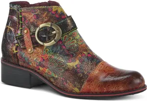 Spring Step L'Artiste Georgiana-Scope Booties for Women - Ankle Boots with Zipper Closure - Hand-Painted Ladies Boots for Outdoor