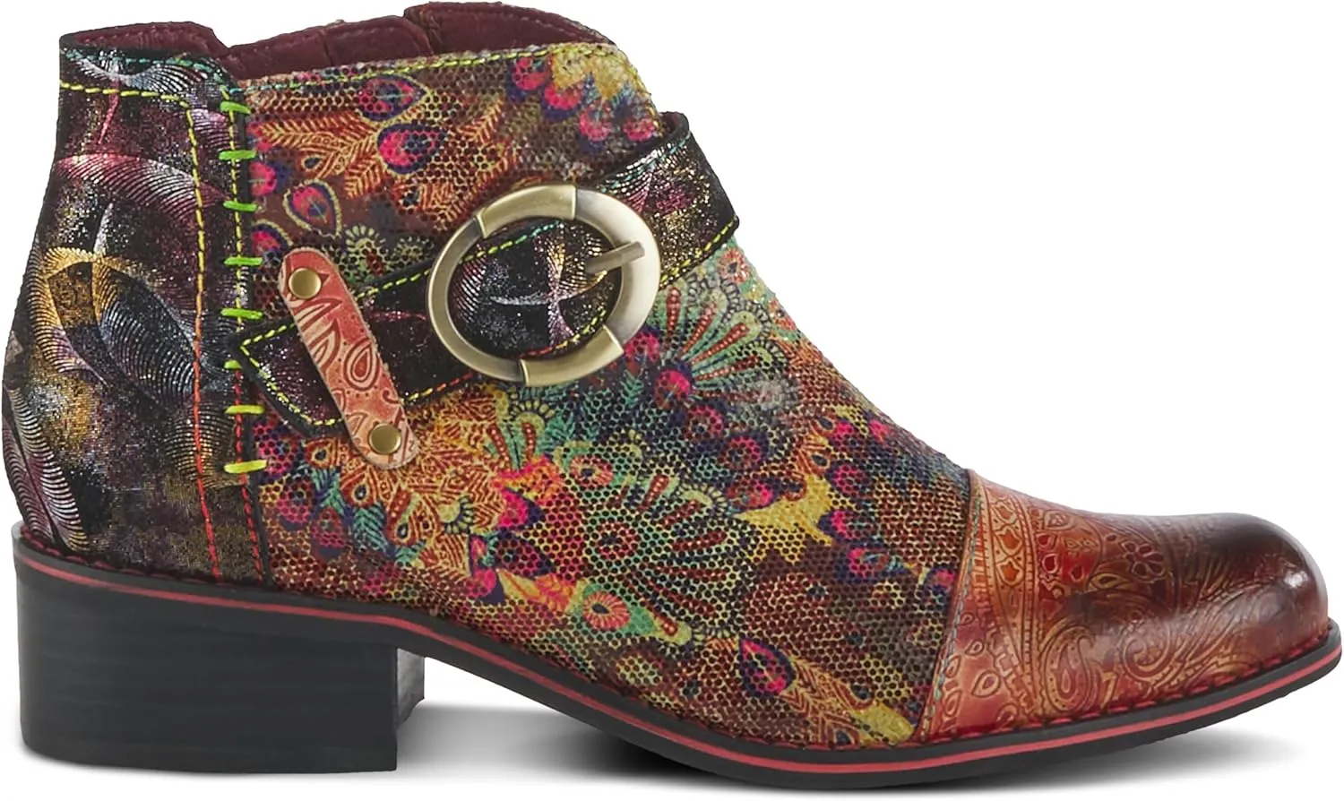 Spring Step L'Artiste Georgiana-Scope Booties for Women - Ankle Boots with Zipper Closure - Hand-Painted Ladies Boots for Outdoor