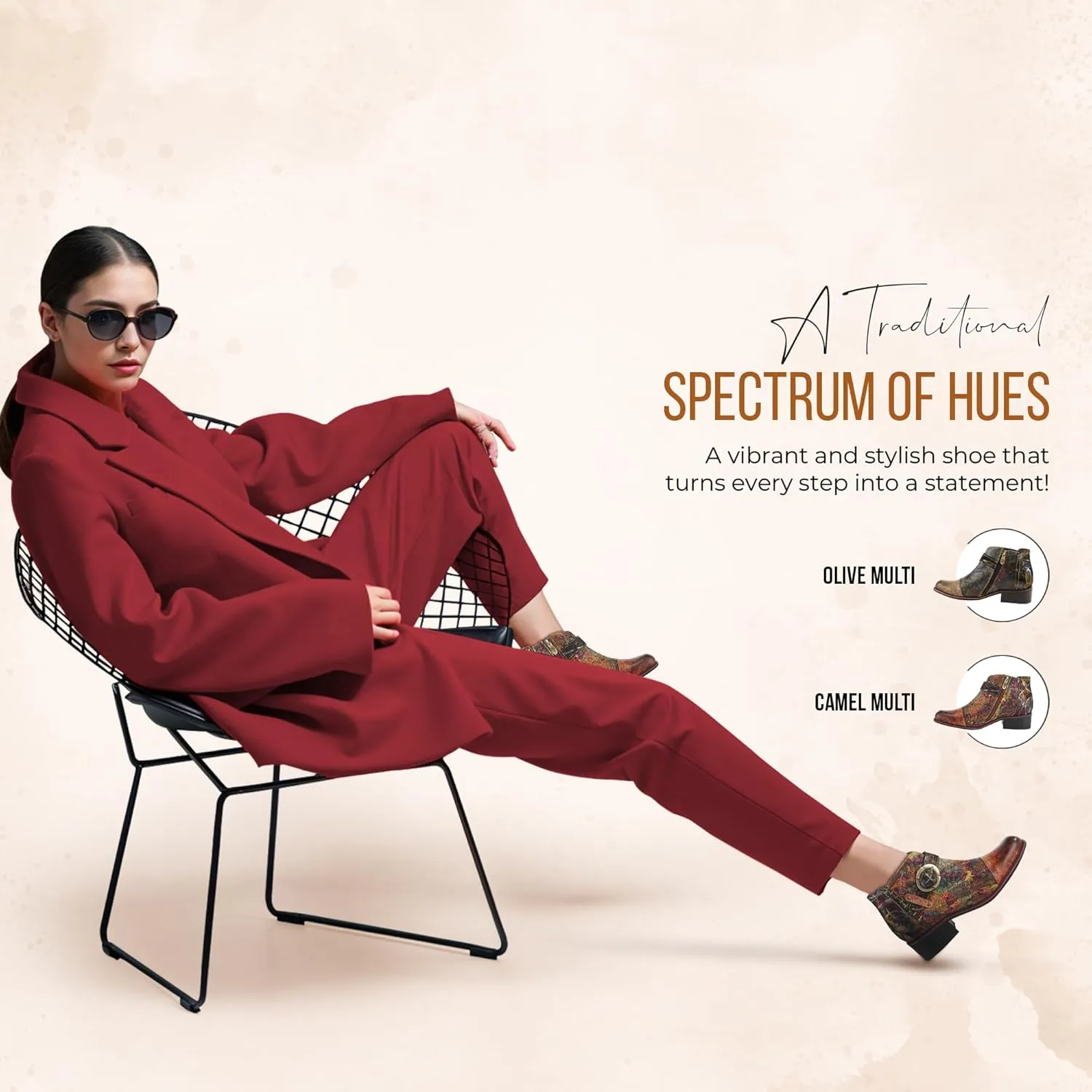 Spring Step L'Artiste Georgiana-Scope Booties for Women - Ankle Boots with Zipper Closure - Hand-Painted Ladies Boots for Outdoor