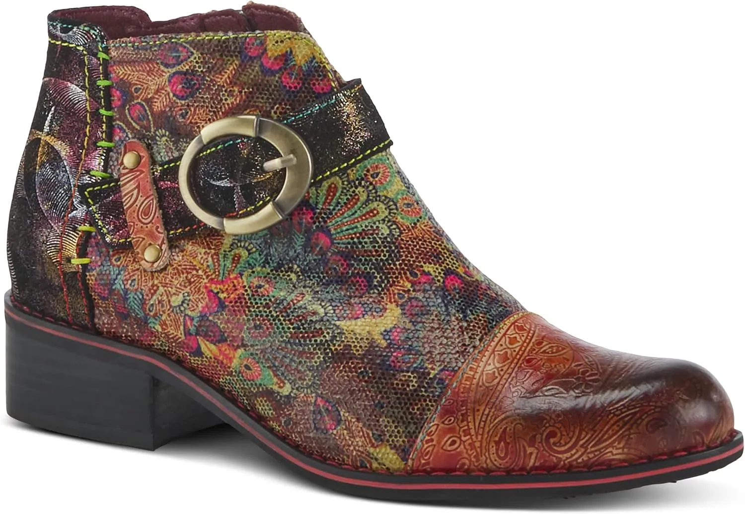 Spring Step L'Artiste Georgiana-Scope Booties for Women - Ankle Boots with Zipper Closure - Hand-Painted Ladies Boots for Outdoor