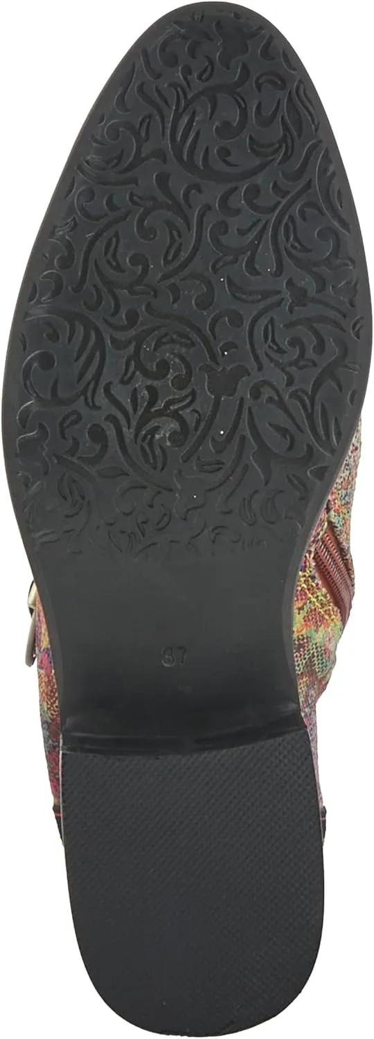 Spring Step L'Artiste Georgiana-Scope Booties for Women - Ankle Boots with Zipper Closure - Hand-Painted Ladies Boots for Outdoor