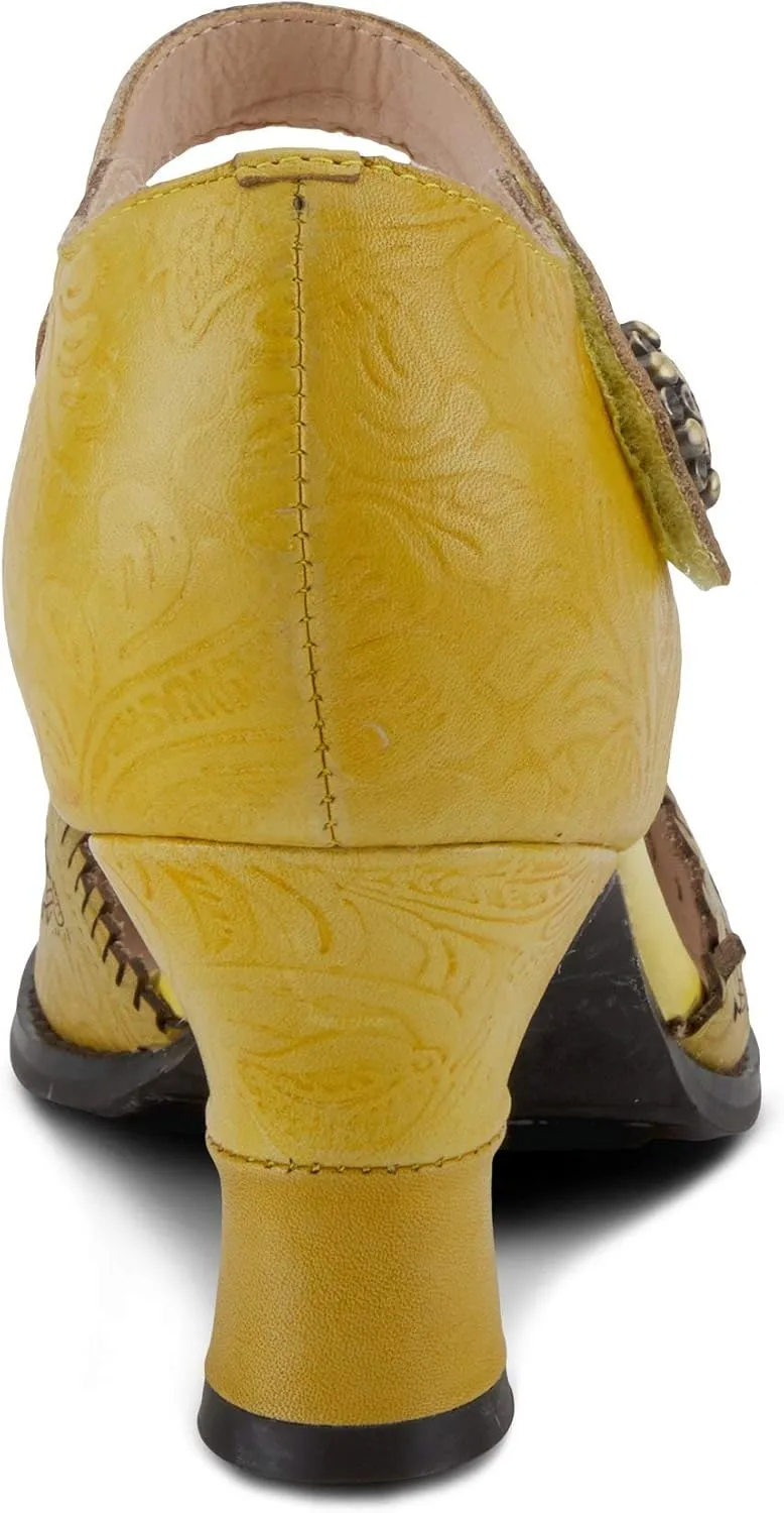Spring Step L'Artiste Visionary Pump Shoes for Women | French Inspired Hand Painted Leather D'Orsay High Heels for Women with Ankle Strap