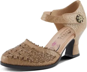 Spring Step L'Artiste Visionary Pump Shoes for Women | French Inspired Hand Painted Leather D'Orsay High Heels for Women with Ankle Strap