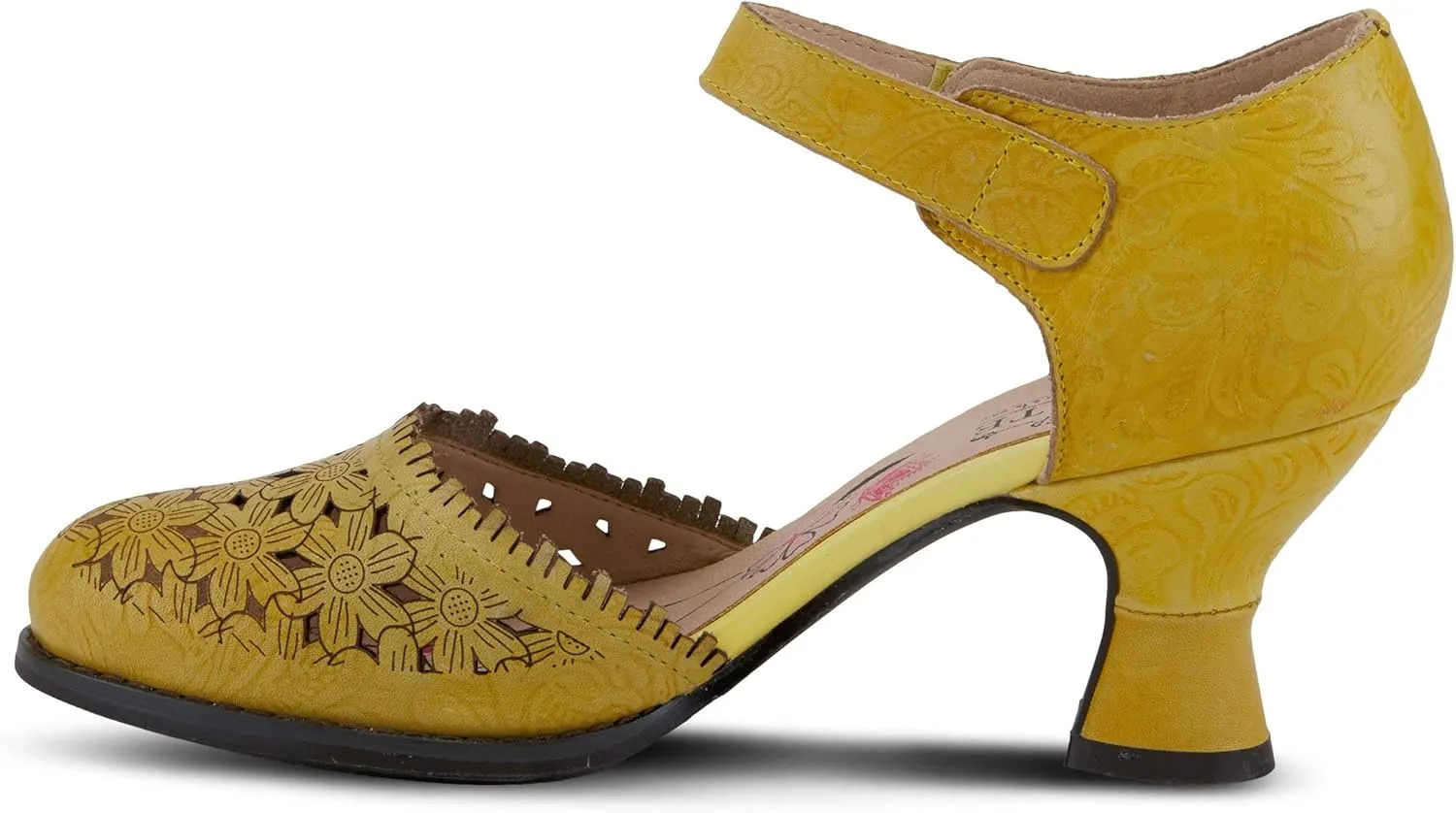 Spring Step L'Artiste Visionary Pump Shoes for Women | French Inspired Hand Painted Leather D'Orsay High Heels for Women with Ankle Strap