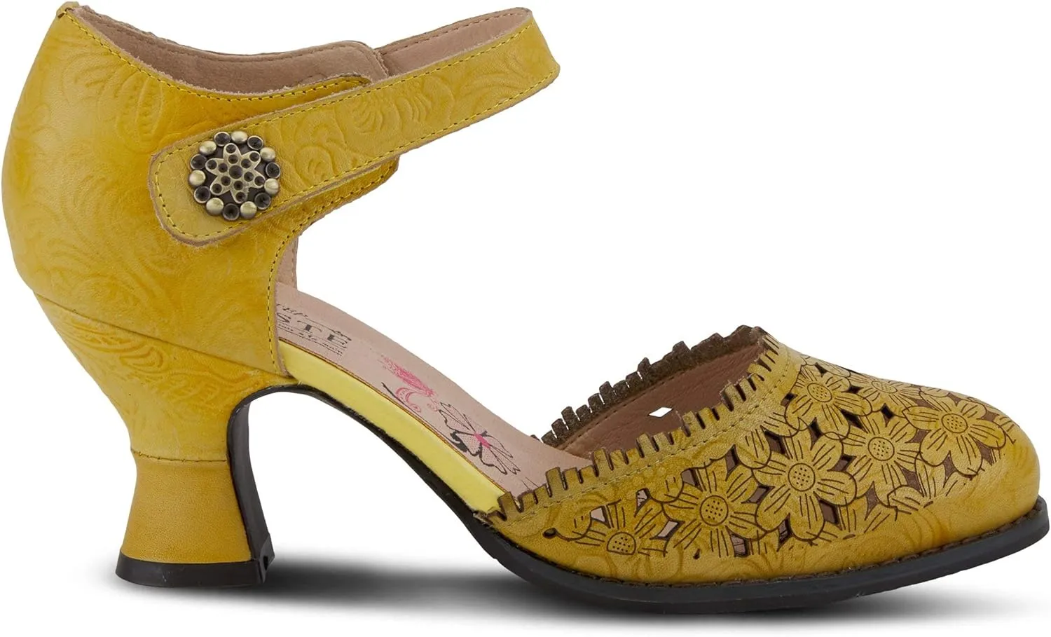 Spring Step L'Artiste Visionary Pump Shoes for Women | French Inspired Hand Painted Leather D'Orsay High Heels for Women with Ankle Strap