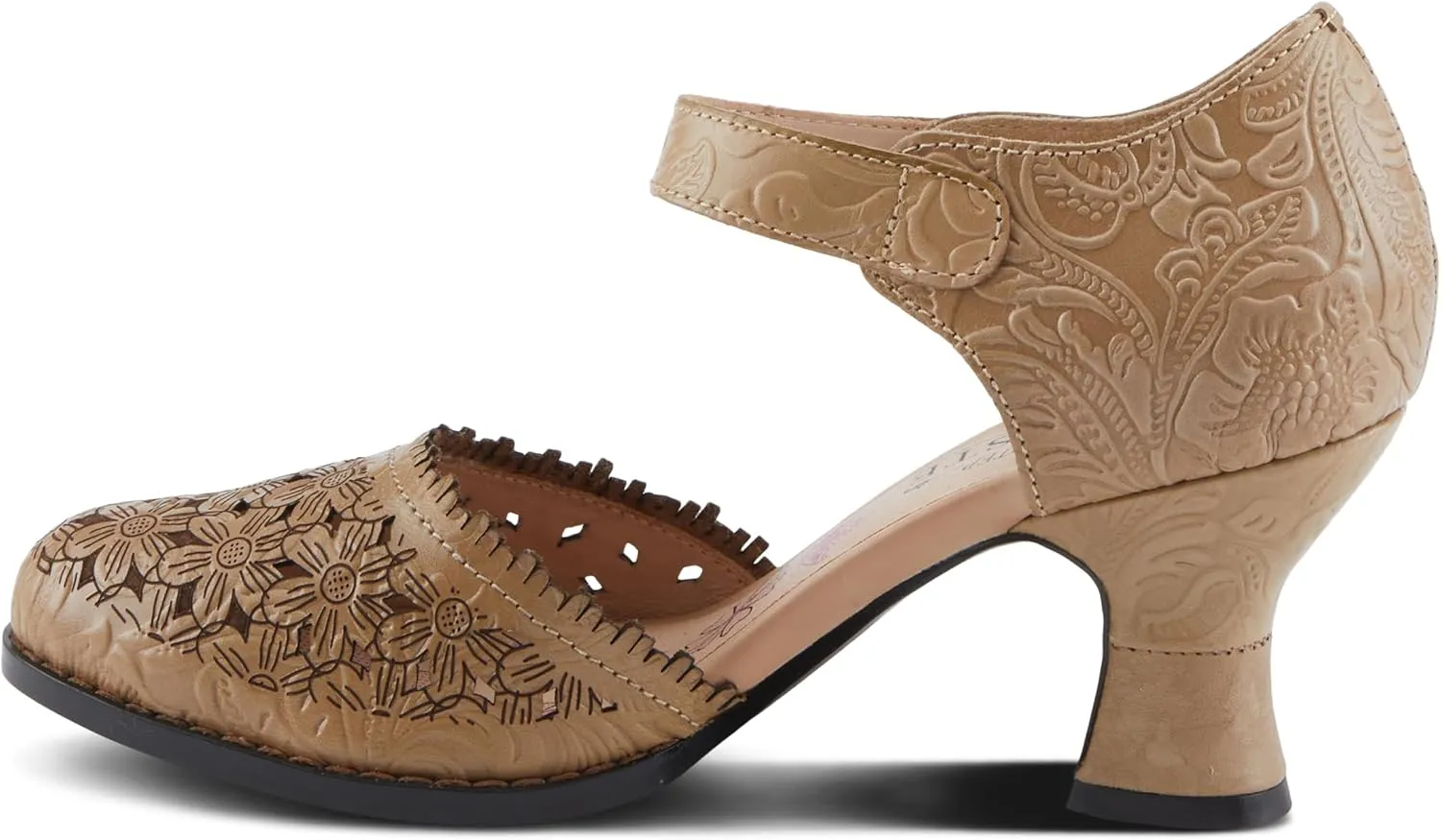 Spring Step L'Artiste Visionary Pump Shoes for Women | French Inspired Hand Painted Leather D'Orsay High Heels for Women with Ankle Strap
