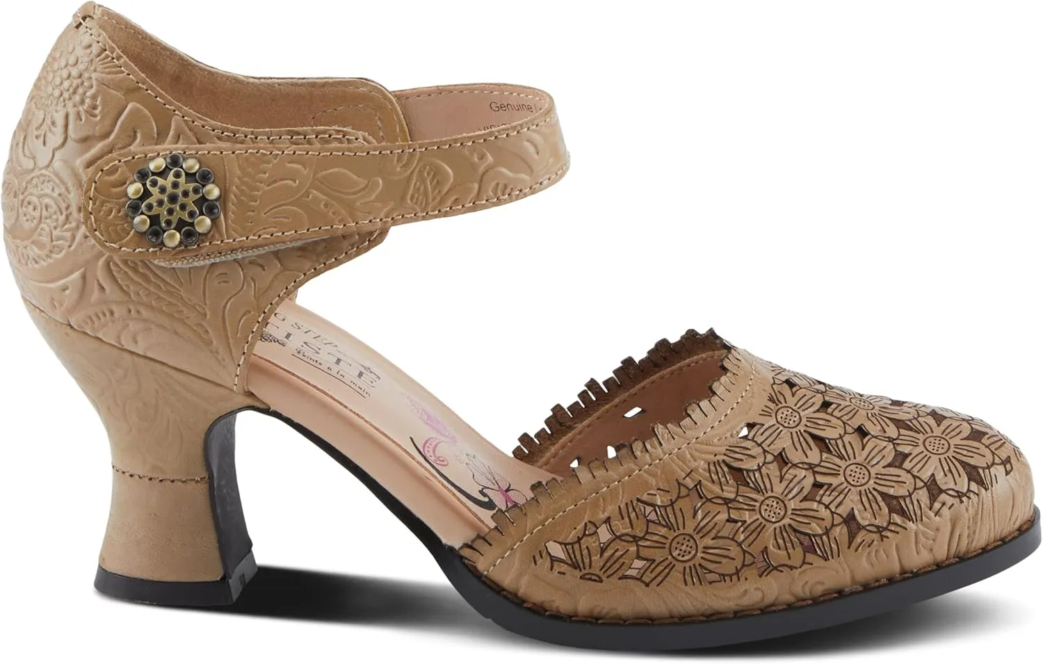 Spring Step L'Artiste Visionary Pump Shoes for Women | French Inspired Hand Painted Leather D'Orsay High Heels for Women with Ankle Strap