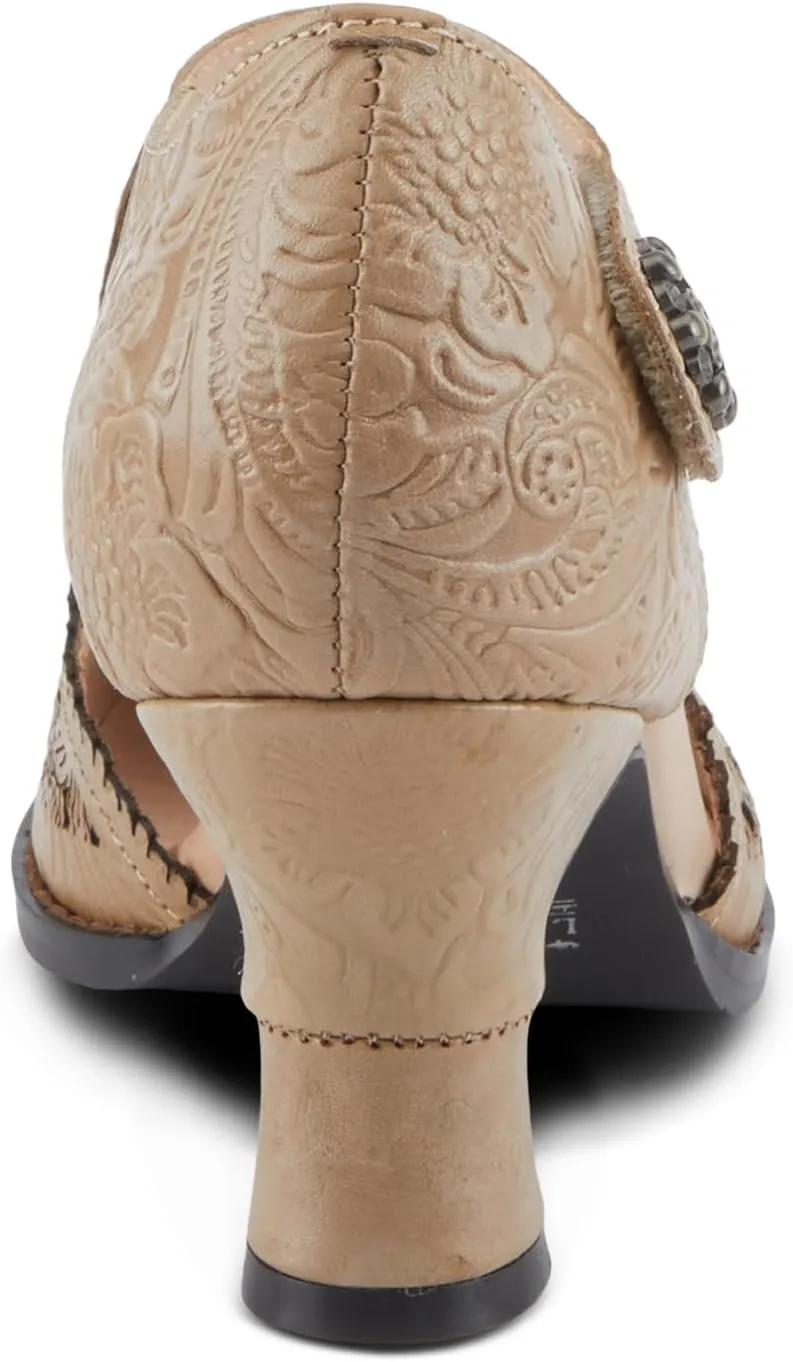Spring Step L'Artiste Visionary Pump Shoes for Women | French Inspired Hand Painted Leather D'Orsay High Heels for Women with Ankle Strap