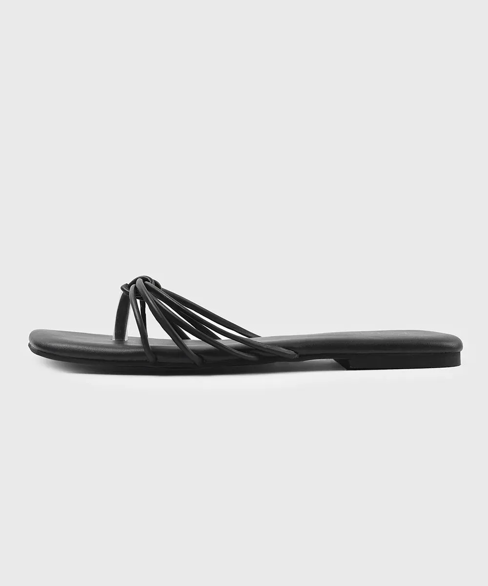 Square Toe Flats with Knot Detail