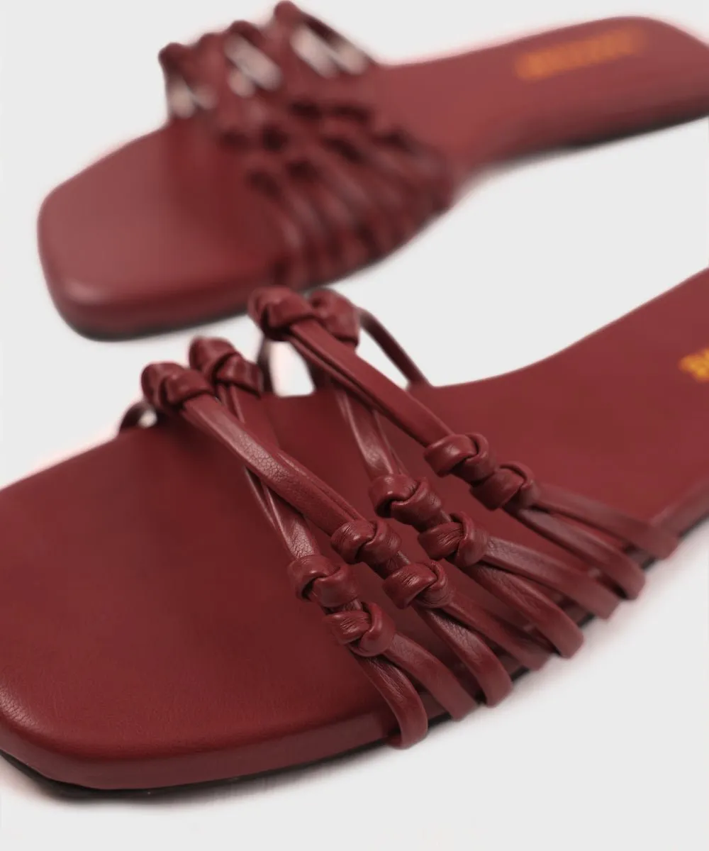 Square Toe Flats with Knot Detail