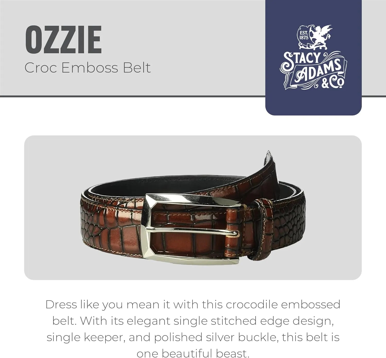 Stacy Adams Men's Ozzie Croc Embossed Belt