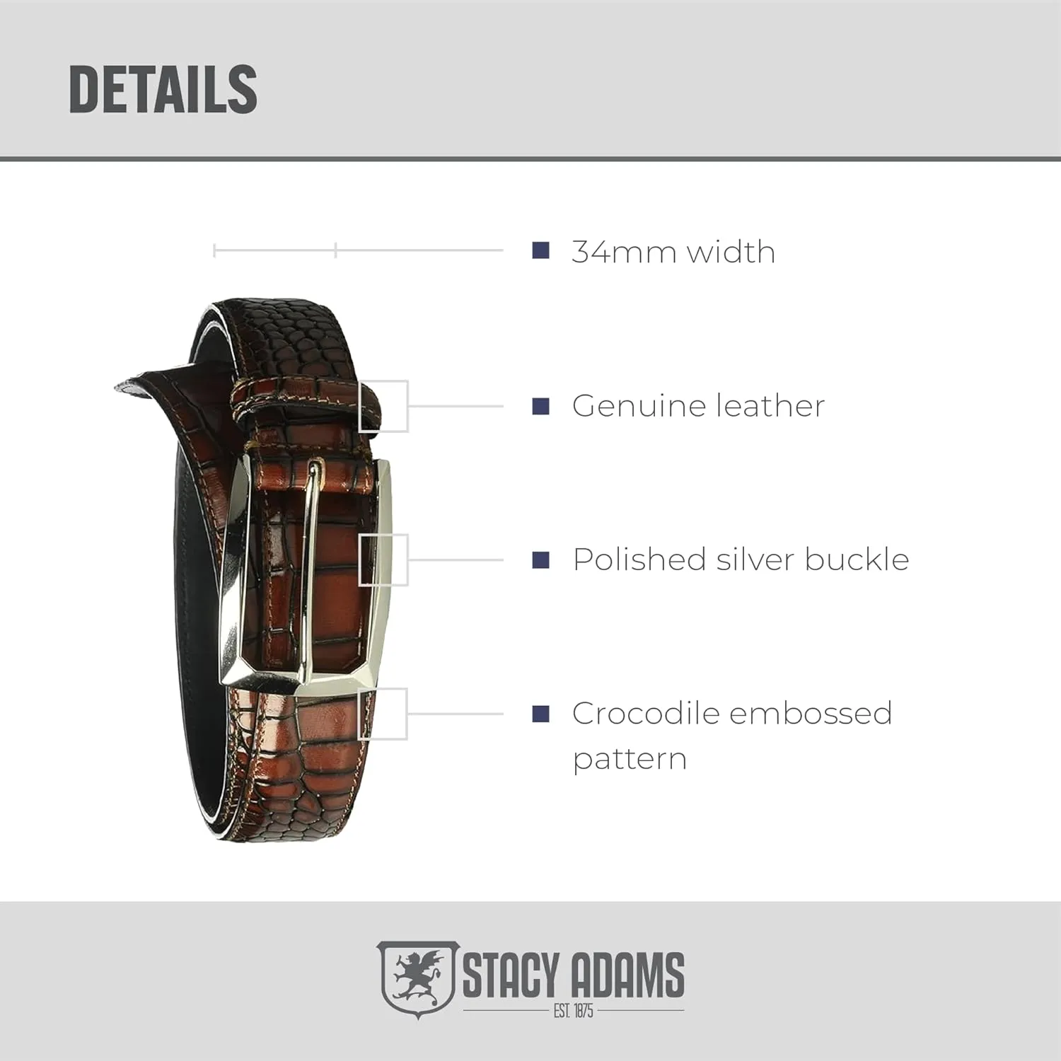 Stacy Adams Men's Ozzie Croc Embossed Belt