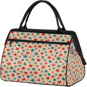 Star Patriotic Weekender Bags for Women 25L Small Travel Duffel Bag Teen Girl 4th of July Star Overnight Tote Bags Ladies Gym Duffle Carry On Bag