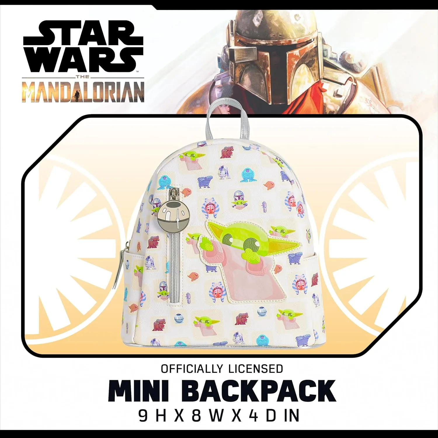 STAR WARS Grogu Mini Backpack, The Mandalorian Small Travel Bag for Men and Women, Multi, 9 Inch
