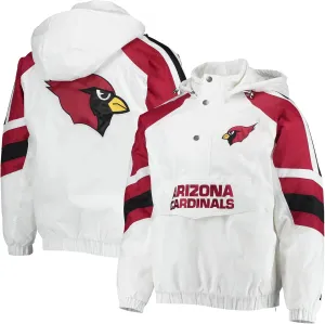Starter Men's White/Cardinal Arizona Cardinals Thursday Night Lights Half-Snap Raglan Hoodie Jacket