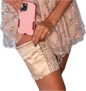 Stashbandz 2 Security Pockets, Wedding Phone Garter, Lace Thigh Purse with Stay-put Grippers, Fits any Size Phone & More