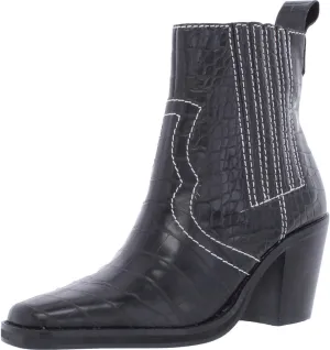 Steve Madden Womens Geniva Animal Print Square Toe Ankle Boots