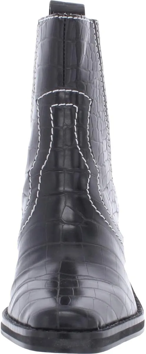 Steve Madden Womens Geniva Animal Print Square Toe Ankle Boots