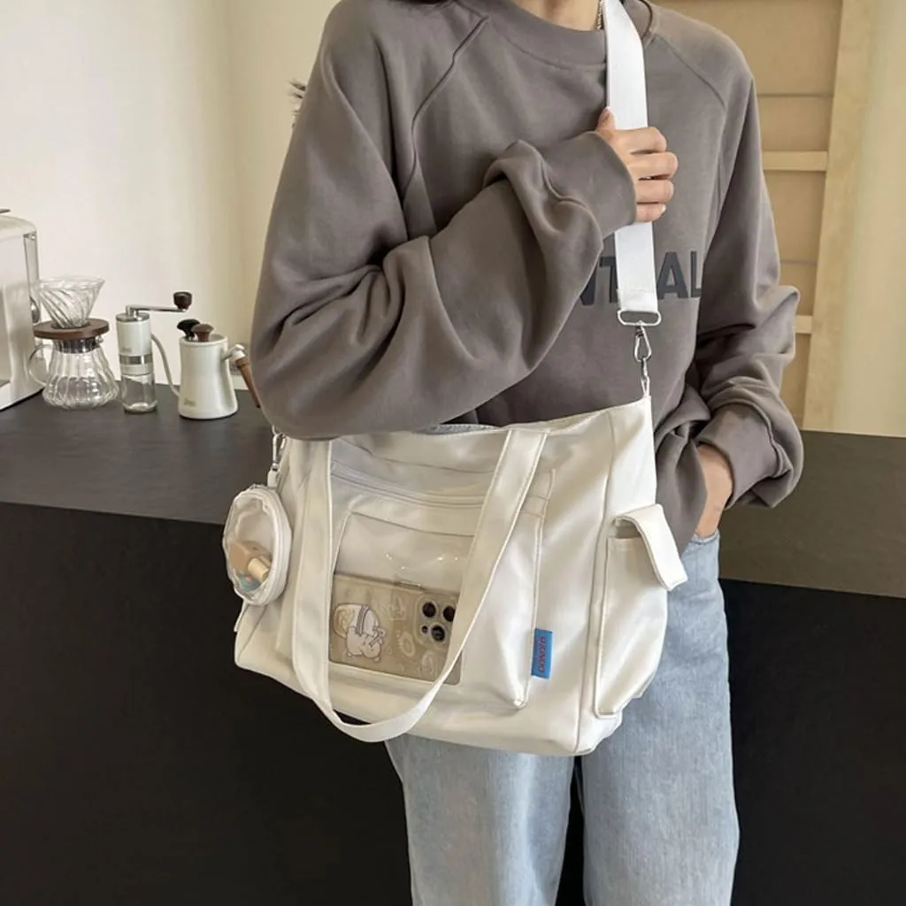 Stylish Handbag with Removable Purse Canvas Shoulder Purse Casual Crossbody Bags for Anime Fans and Cosplay Enthusiasts