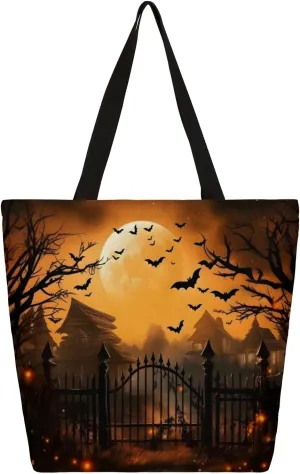 Suburb Bats Canvas Tote Bag for Women Heavy Duty Canvas Bag Beach Bags Reusable Grocery Shopping Bags Tote Bag Gym Shoulder Bag with Inner Pocket