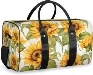 Sunflower Floral Travel Duffle Bag for Women Men Gym Duffel Foldable Bag Waterproof Weekender Spring Farm Duffle Tote