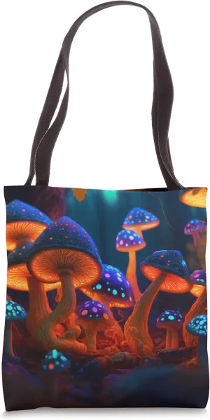 Surreal - Dark Mushroom Patch - Purple & Orange Tote Bag