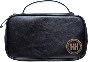 Swanky Badger NEW Personalized Dopp Kit – Leather Toiletry Bag (Black Circle)